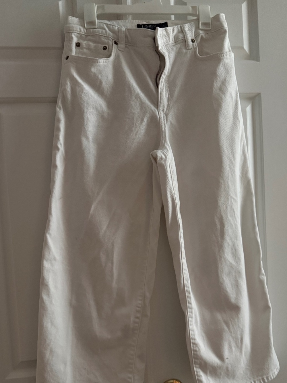 Lauren Ralph Lauren size 8 Women's High-Rise Wide-Leg Cropped Jeans white - Picture 3 of 3